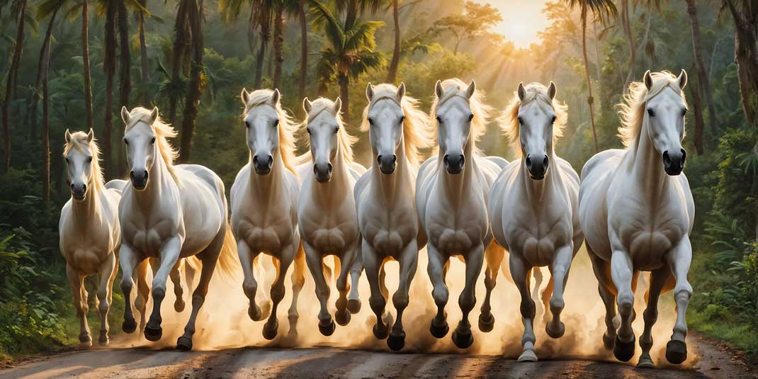 8 White Horses and Rising Sun